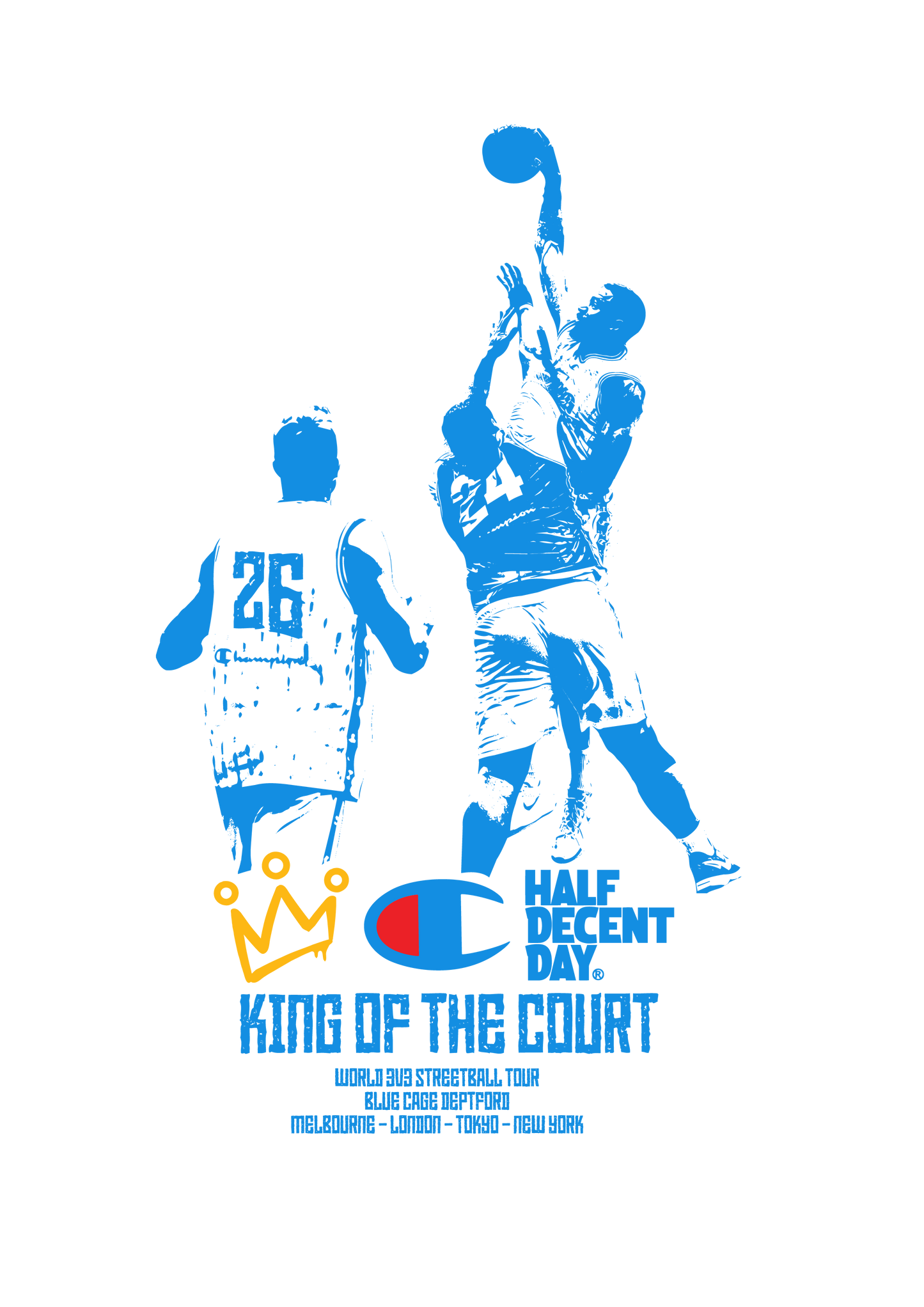 CHAMPION X KING OF THE COURT X HALF DECENT DAY LIMITED EDITION T-SHIRT