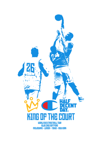 CHAMPION X KING OF THE COURT X HALF DECENT DAY LIMITED EDITION T-SHIRT